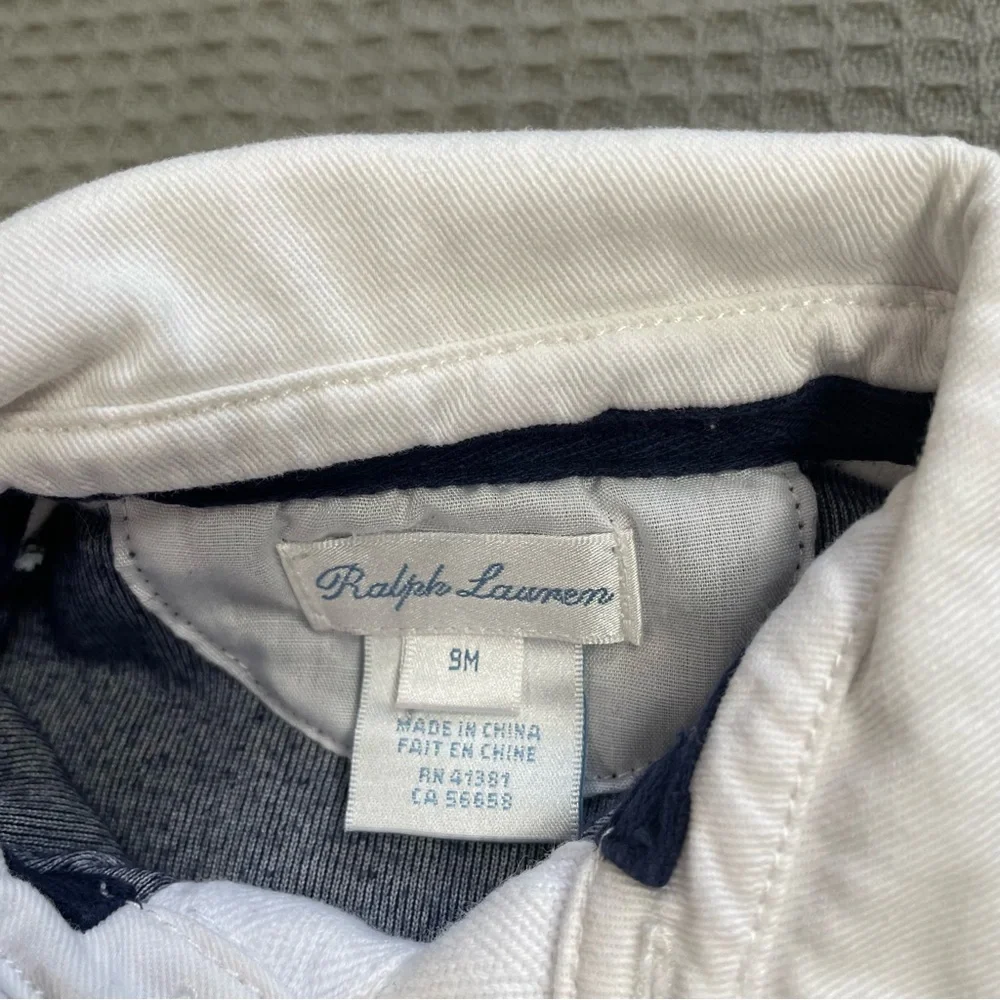Ralph Lauren Velour Stripe Footie One Piece 9 Month Baby Preppy‎ Pony